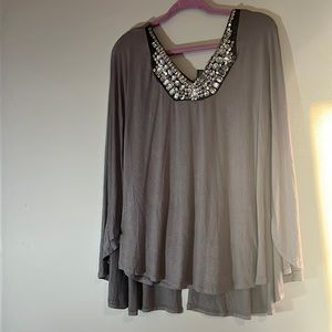 Ashley Stewart rhinestone necked blouse